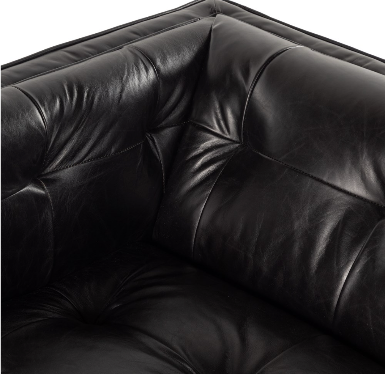 Dillon 62" Top Grain Leather Chaise - Rider Black