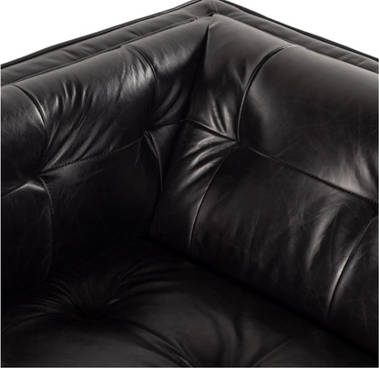 Dillon 62" Top Grain Leather Chaise - Rider Black