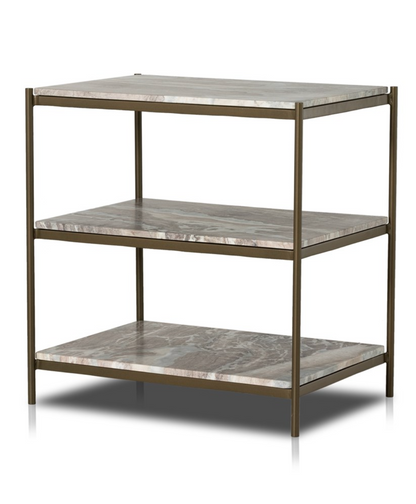Felipe 25" Marble Nightstand - Antique Brass + Canyon