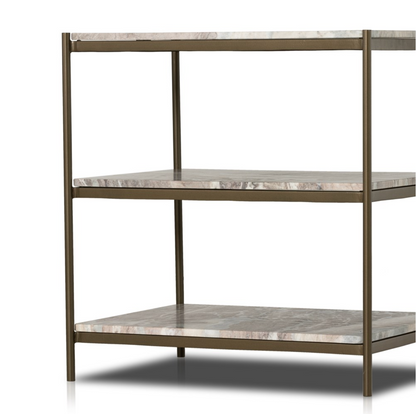 Felipe 25" Marble Nightstand - Antique Brass + Canyon