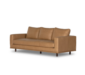 Dominica 85" Top Grain Leather Bench Seat Sofa - Nantucket Taupe