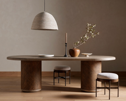 Edison 18" Small Ottoman - Wheat + Iron