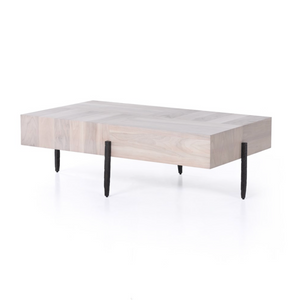 Indra 52" Wood + Iron Coffee Table - Ashen Walnut
