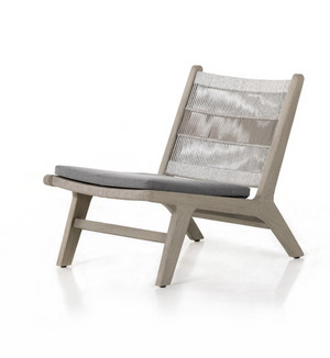 Jules 23" Teak & Rope Outdoor Chair - Weathered Grey