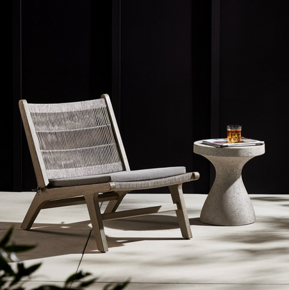 Jules 23" Teak & Rope Outdoor Chair - Weathered Grey