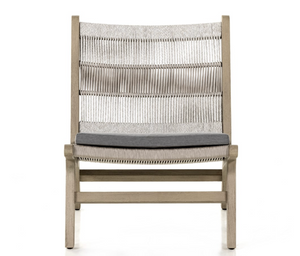 Jules 23" Teak & Rope Outdoor Chair - Weathered Grey