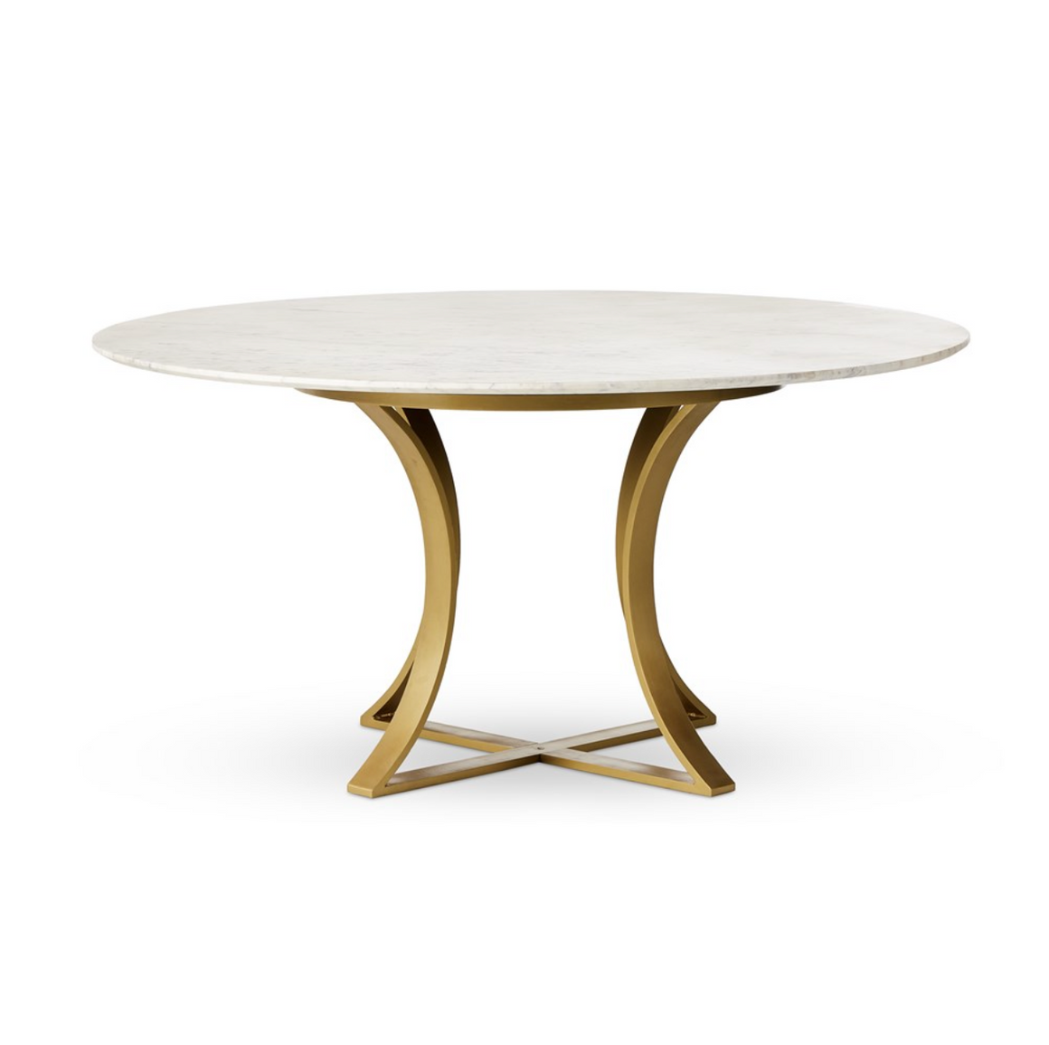 Julian 60" Round Dining Table - White Marble + Antique Brass