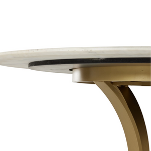 Julian 60" Round Dining Table - White Marble + Antique Brass