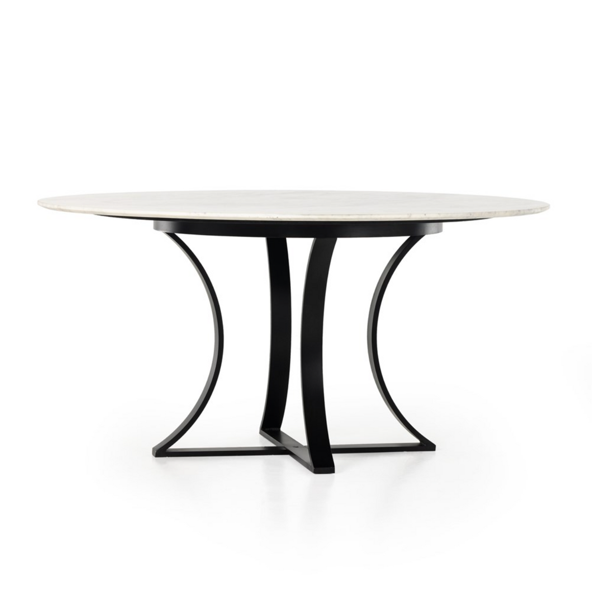 Julian 60" Round Dining Table - White Marble + Kettle Black