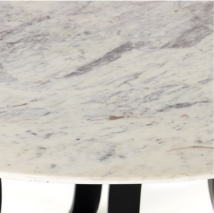 Julian 60" Round Dining Table - White Marble + Kettle Black