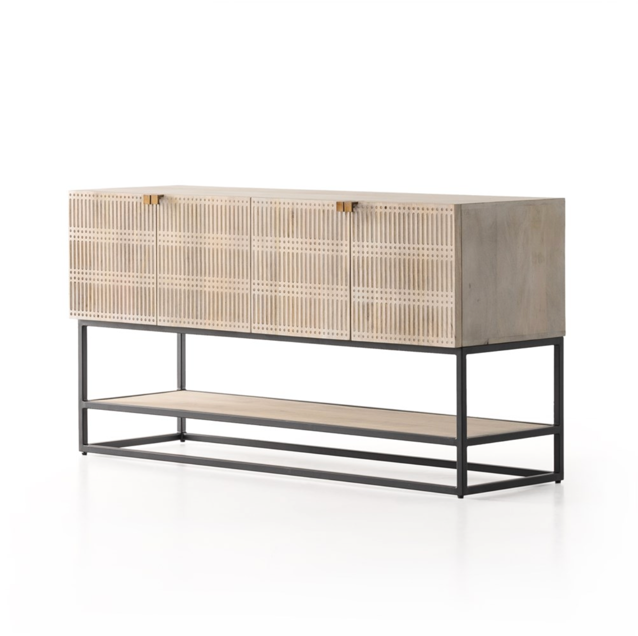 Kenton 56" Wood + Iron Media Console - Light Wash