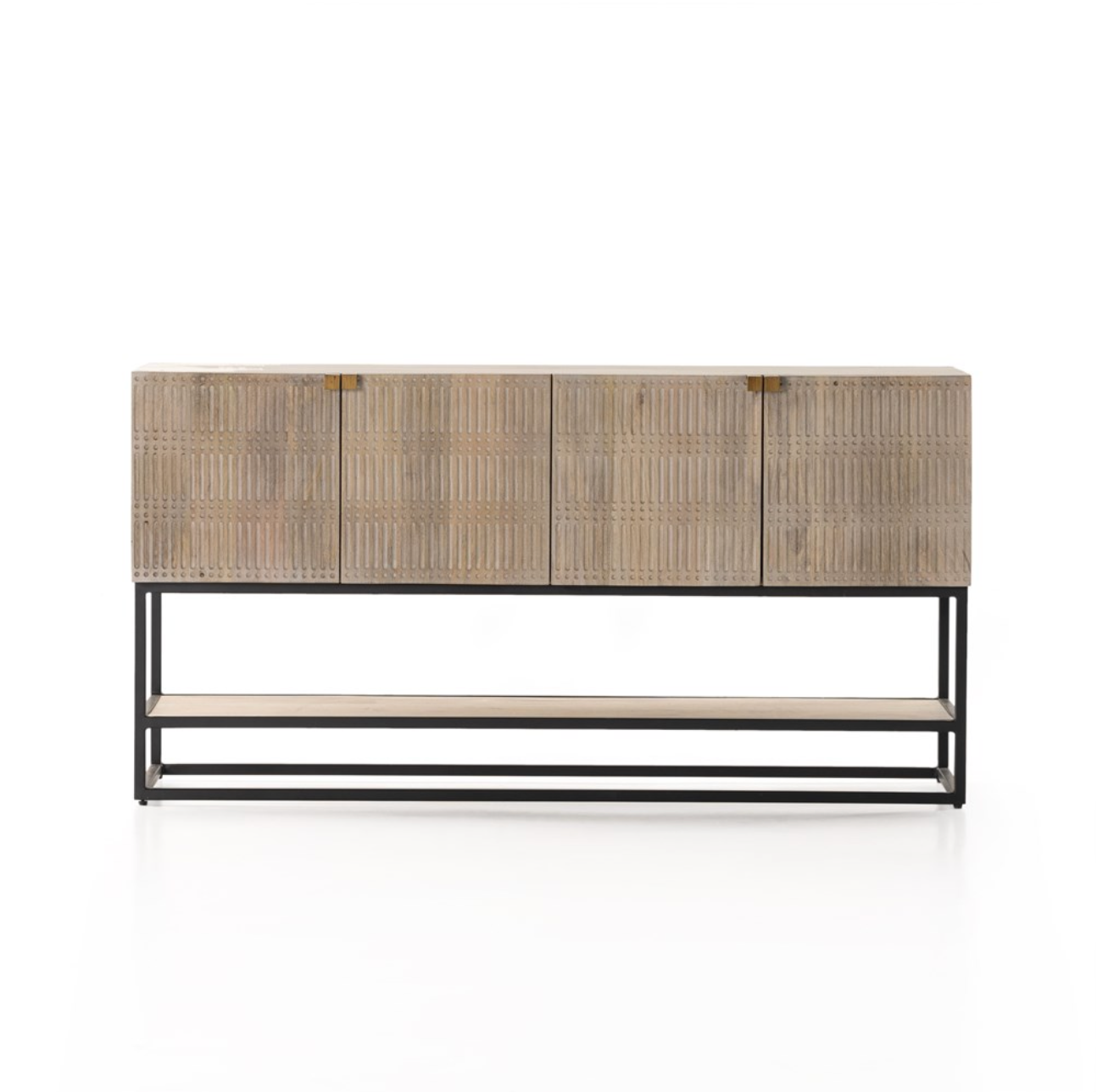 Kenton 56" Wood + Iron Media Console - Light Wash