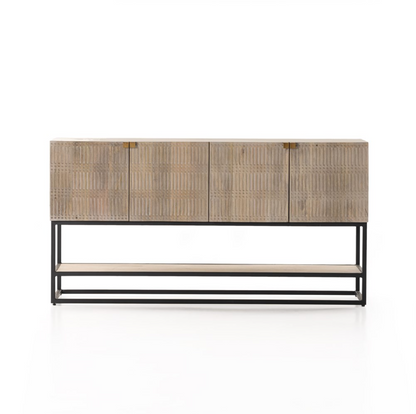 Kenton 56" Wood + Iron Media Console - Light Wash