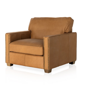 Lawrence 40" Top Grain Leather Club Chair - Heritage Camel