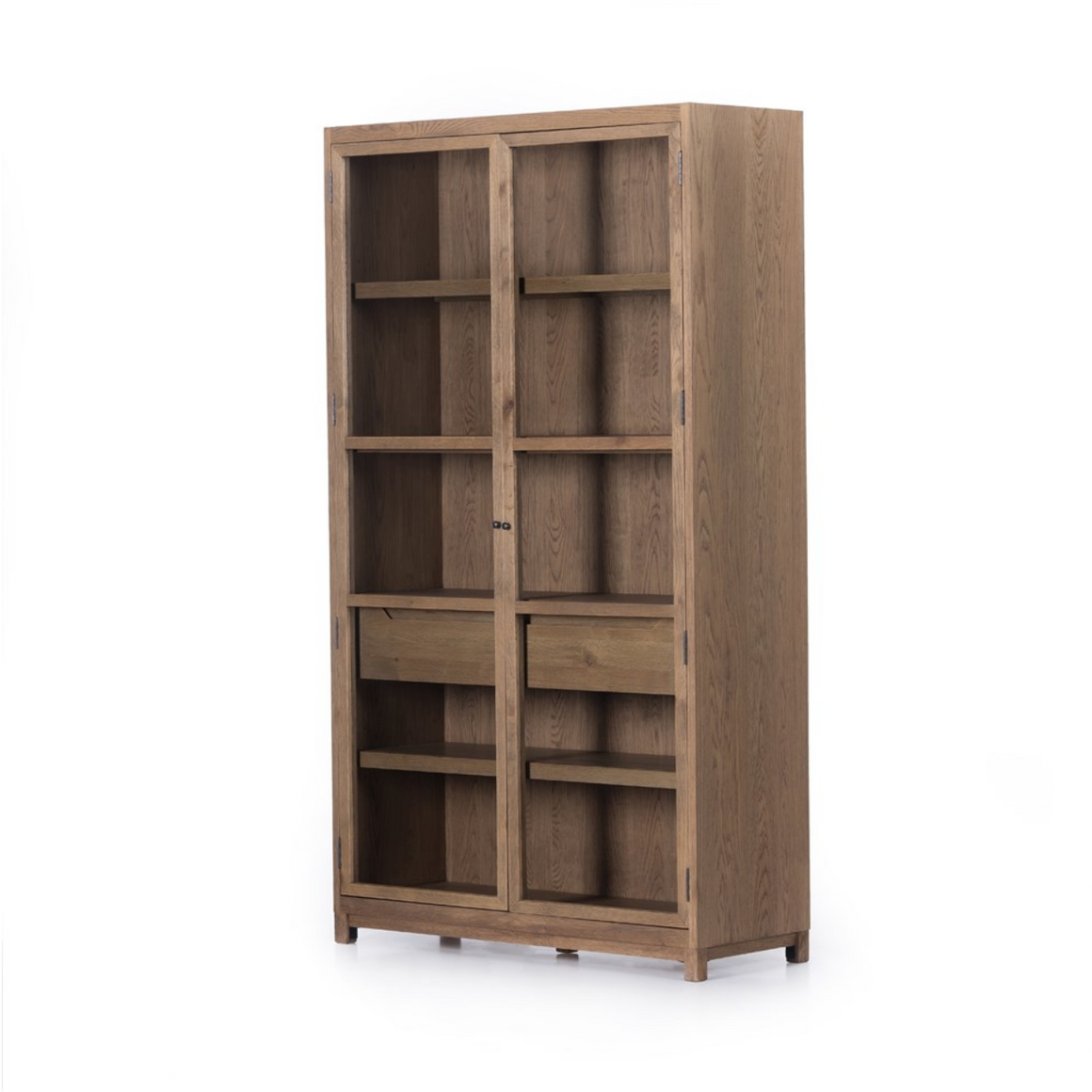 Mika 48" Oak + Glass Cabinet - Drifted Oak Solid