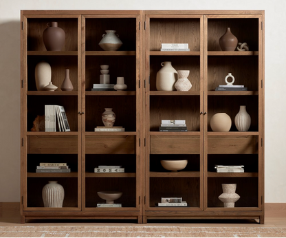 Mika 48" Oak + Glass Cabinet - Drifted Oak Solid