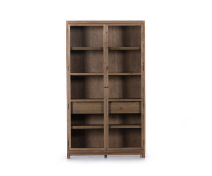 Mika 48" Oak + Glass Cabinet - Drifted Oak Solid