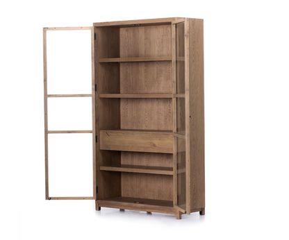 Mika 48" Oak + Glass Cabinet - Drifted Oak Solid