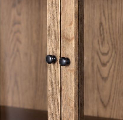 Mika 48" Oak + Glass Cabinet - Drifted Oak Solid