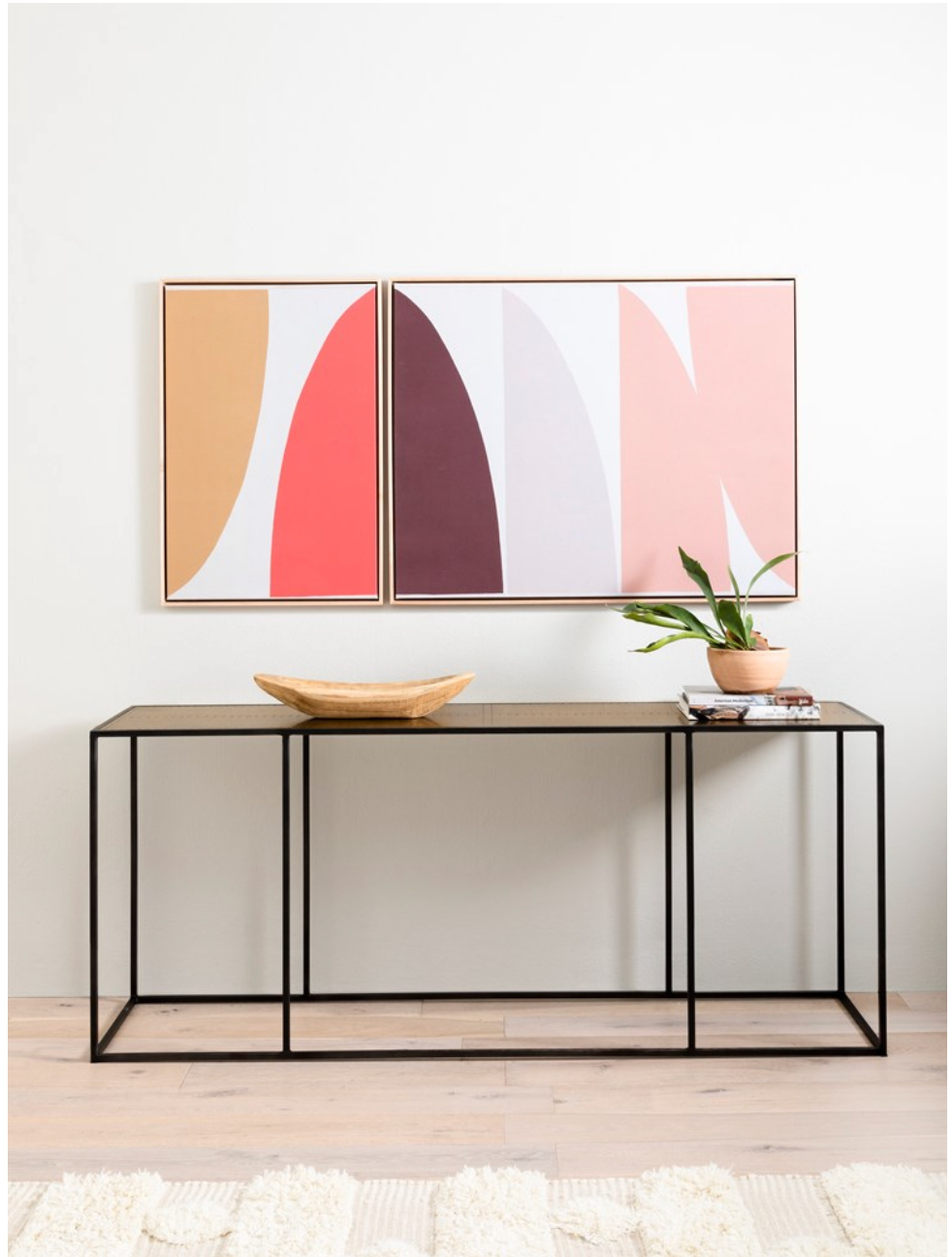 Sandoval 71" Wood + Brass Console Table