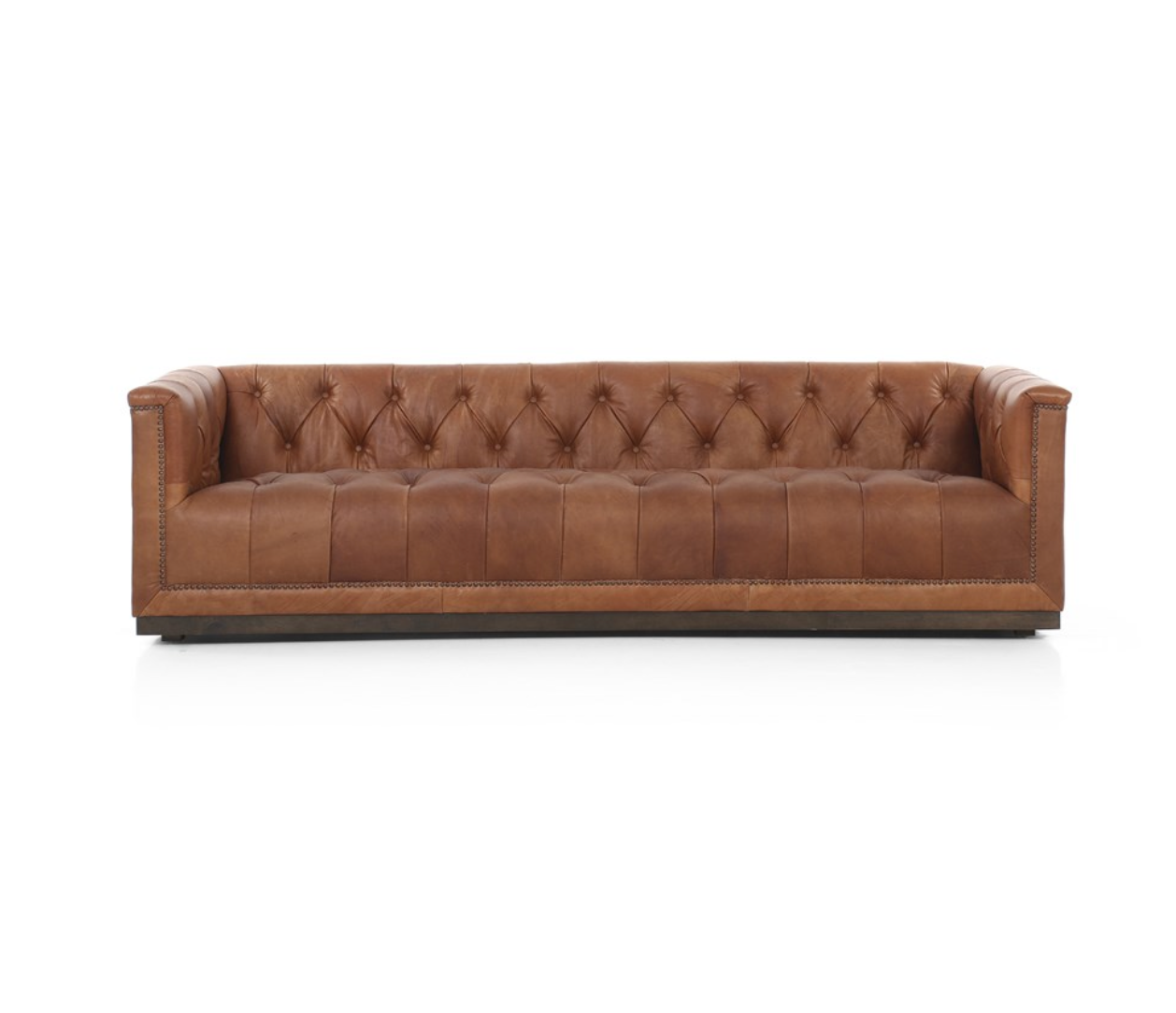 Maxine 95" Top Grain Leather Tufted Sofa - Sienna