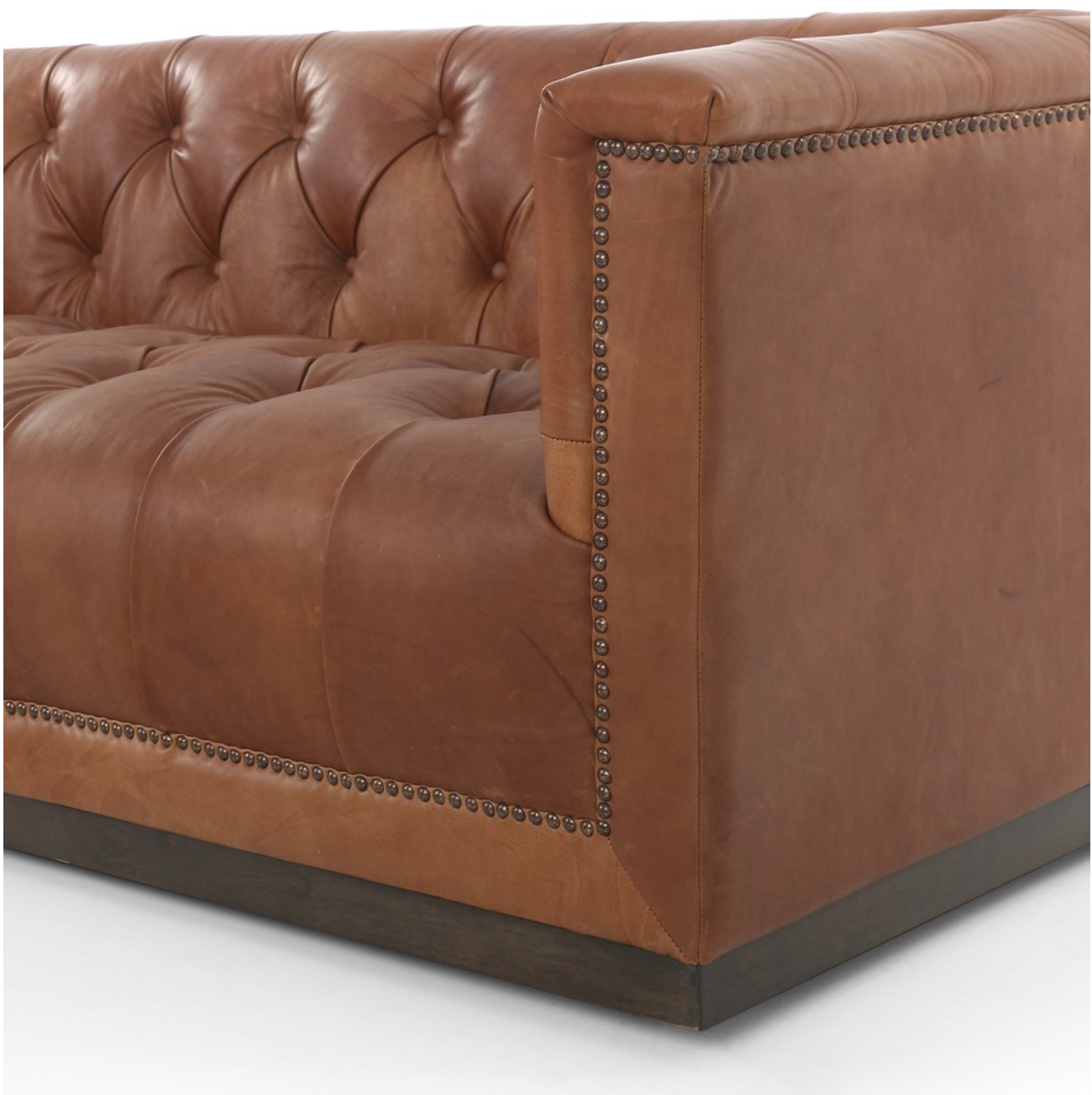 Maxine 95" Top Grain Leather Tufted Sofa - Sienna