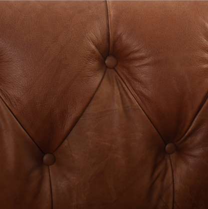 Maxine 95" Top Grain Leather Tufted Sofa - Sienna