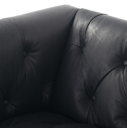 Maxine 95" Top Grain Leather Tufted Sofa - Heirloom Black