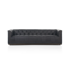Maxine 95" Top Grain Leather Tufted Sofa - Heirloom Black