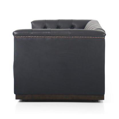 Maxine 95" Top Grain Leather Tufted Sofa - Heirloom Black