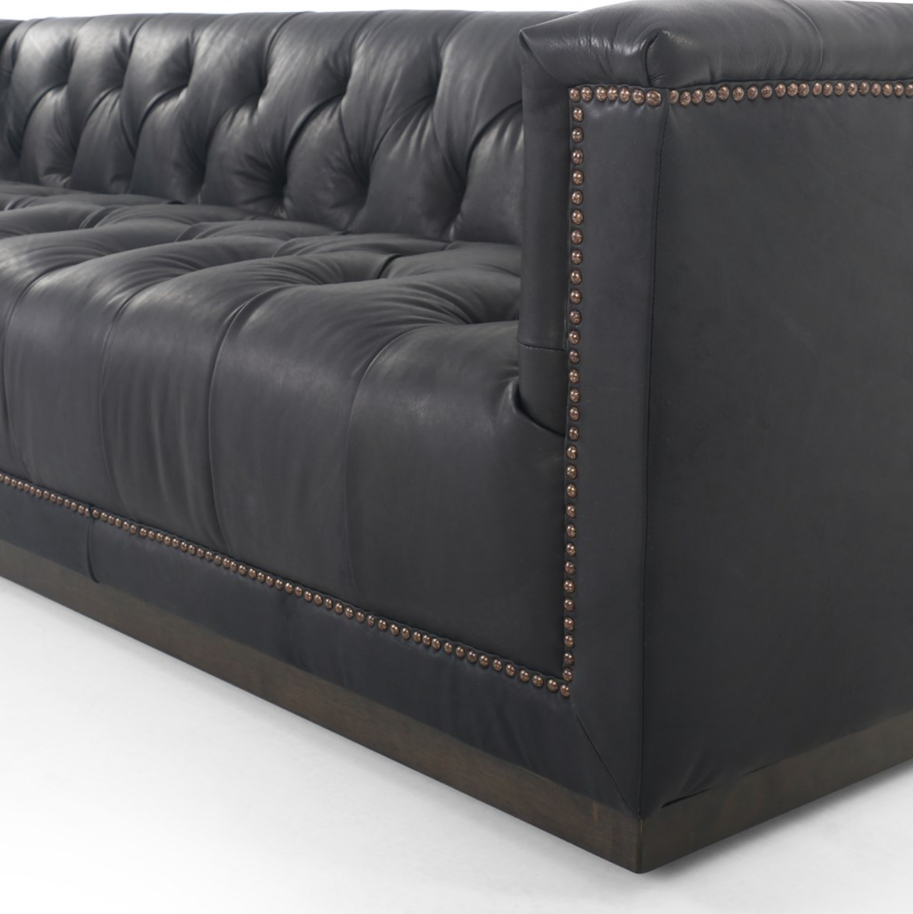 Maxine 95" Top Grain Leather Tufted Sofa - Heirloom Black