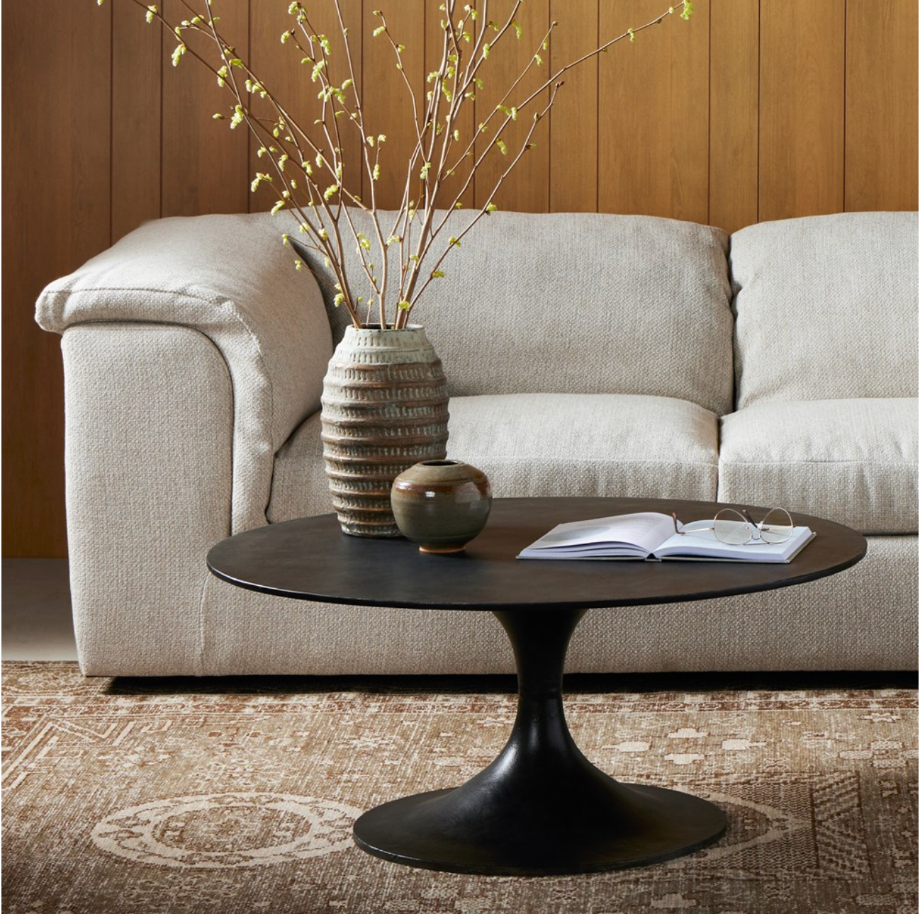 Simeon 38" Round Coffee Table - Black