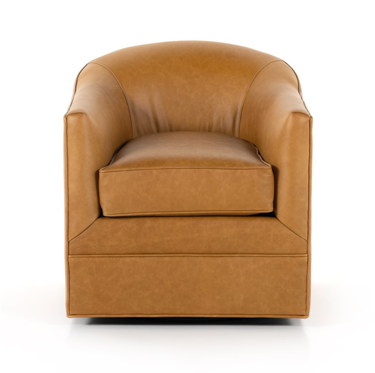 Quentin 27" Top Grain Leather Swivel Chair - Camel