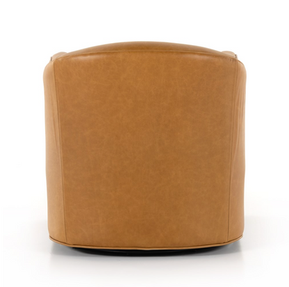 Quentin 27" Top Grain Leather Swivel Chair - Camel