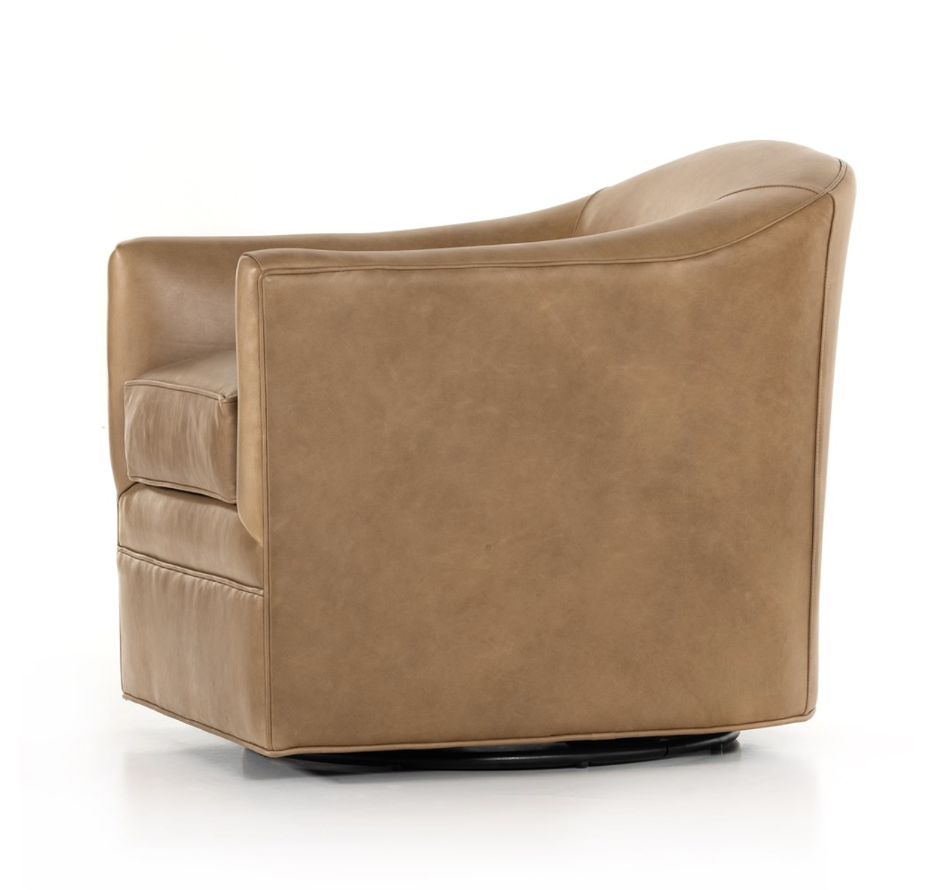 Quentin 27" Top Grain Leather Swivel Chair - Taupe