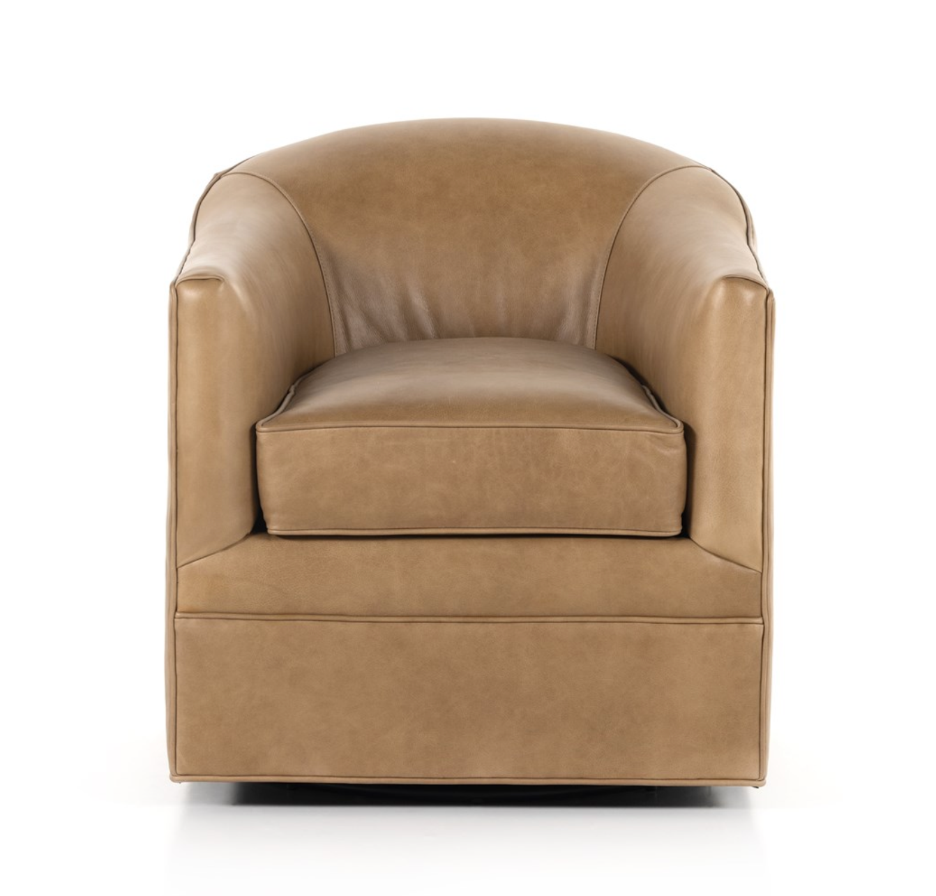 Quentin 27" Top Grain Leather Swivel Chair - Taupe