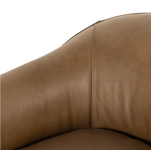 Quentin 27" Top Grain Leather Swivel Chair - Taupe