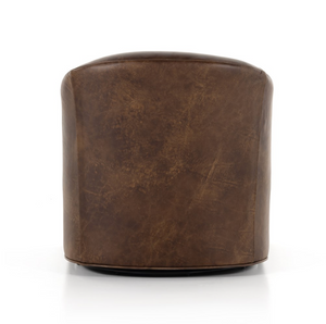 Quentin 27" Top Grain Leather Swivel Chair - Arvada Cigar