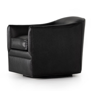 Quentin 27" Top Grain Leather Swivel Chair - Arvada Black