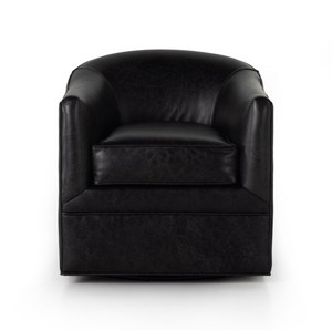 Quentin 27" Top Grain Leather Swivel Chair - Arvada Black