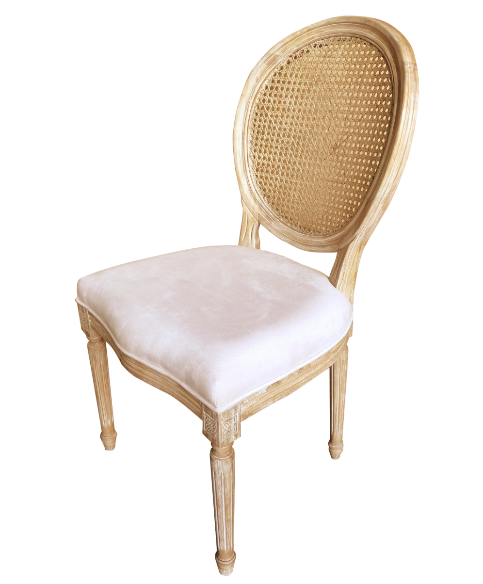 Salem Oval Mesh Back Dining Chair - New White Wash + Cream