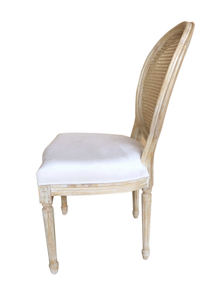 Salem Oval Mesh Back Dining Chair - Ivory Linen + New White Wash