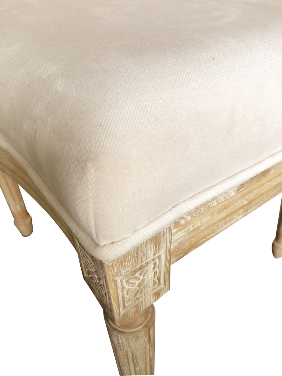 Salem Oval Mesh Back Dining Chair - Ivory Linen + New White Wash