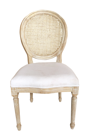 Salem Oval Mesh Back Dining Chair - New White Wash + Cream
