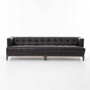 Dillen 91" Top Grain Leather Sofa -Black