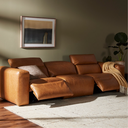 Riley 3 Cushion Top Grain Leather Power Reclining Sofa - Butterscotch