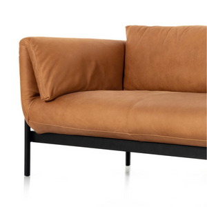 Jerrod 88" Top Grain Leather Sofa - Iron + Camel