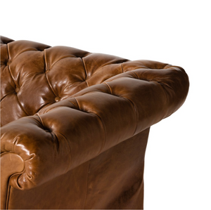 Briscoe 81" Top Grain Leather Tufted Sofa - Vintage Camel