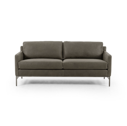 Samantha 74" 2 Cushion Top Grain Leather Sofa - Iron + Pewter