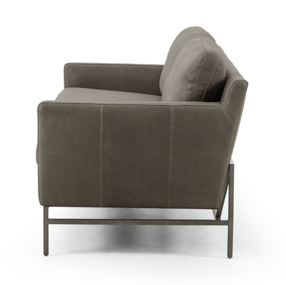 Samantha 74" 2 Cushion Top Grain Leather Sofa - Iron + Pewter